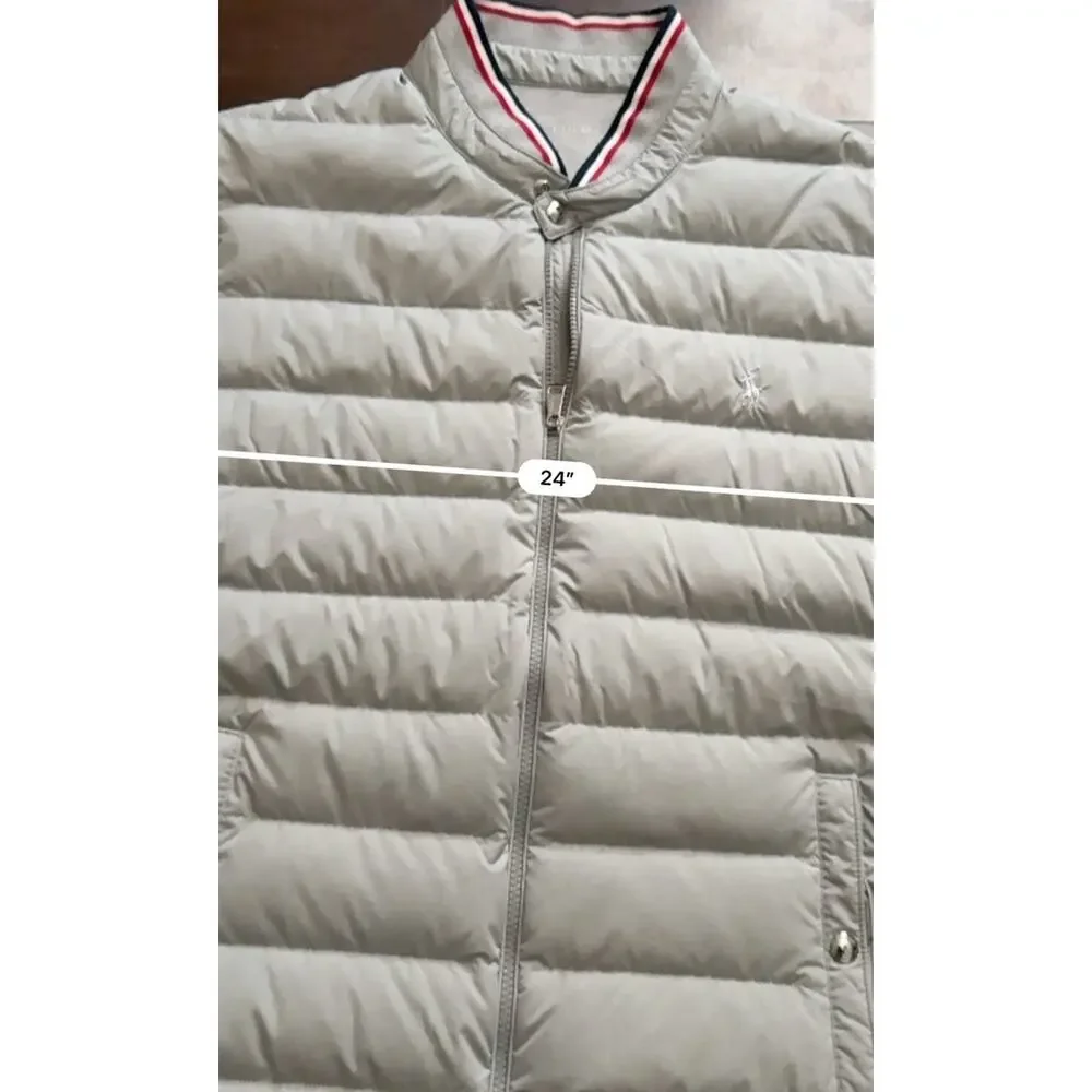 Polo Ralph Lauren Gray Down Puffer Vest Striped Trim XL